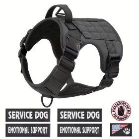 Tactical Pet Chest Service Dog Harness Vest Adjustable Reflective Dog Harness Metal Buckle Hiking Training (Option: Black-S)